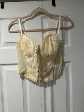 Dolls Kill Cream Lace Bustier Corset Top